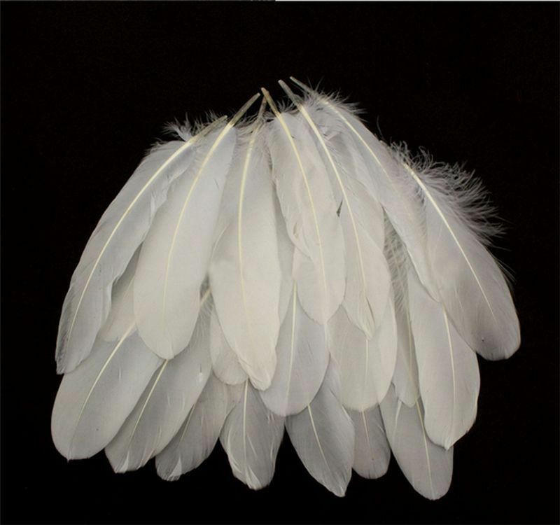 50 Pcs Natural Goose Feather White Party Craft DIY Home Handicraft Decor Suppply