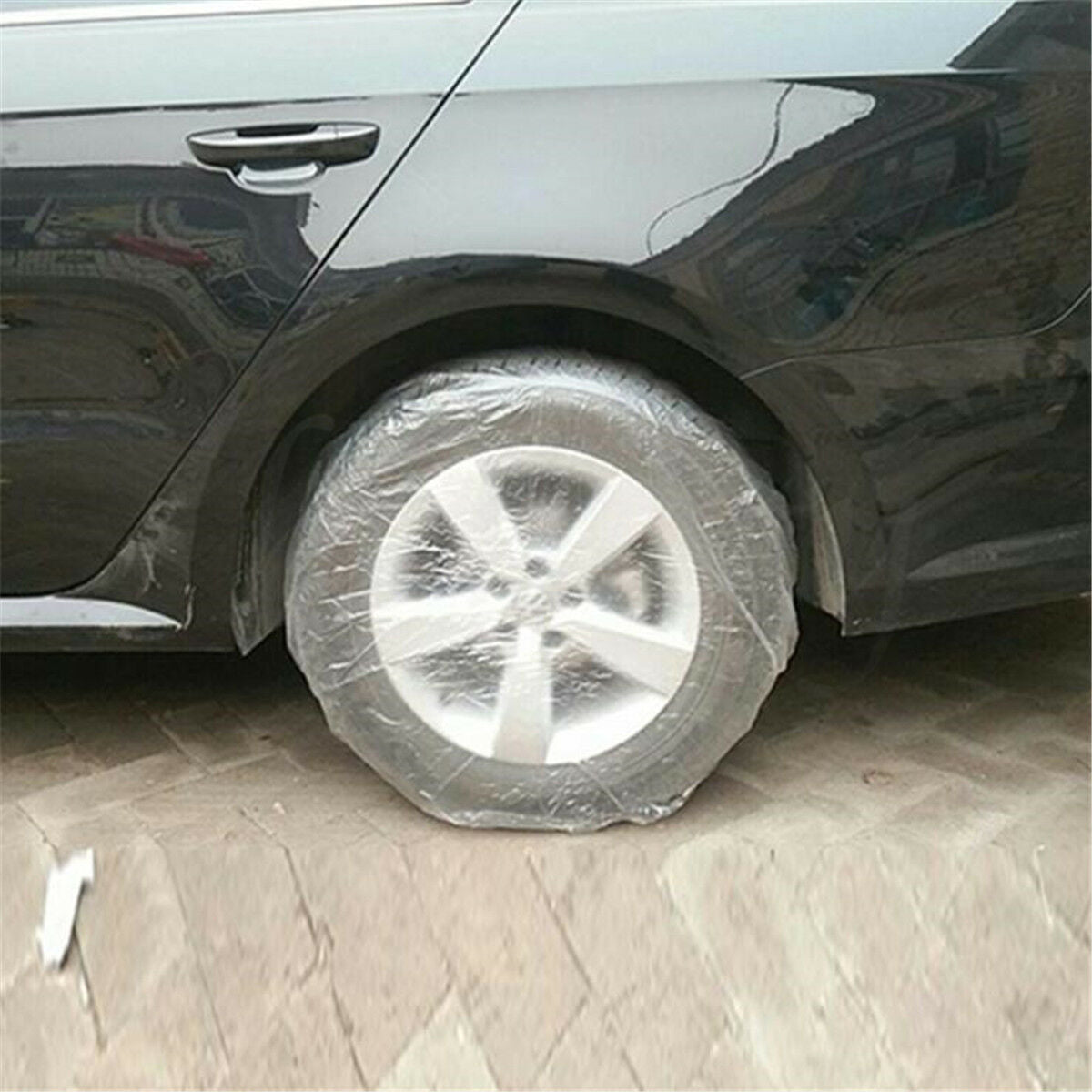 10PCS Car Universal Disposable Waterproof Transparent Tire Wheel Cover Protect