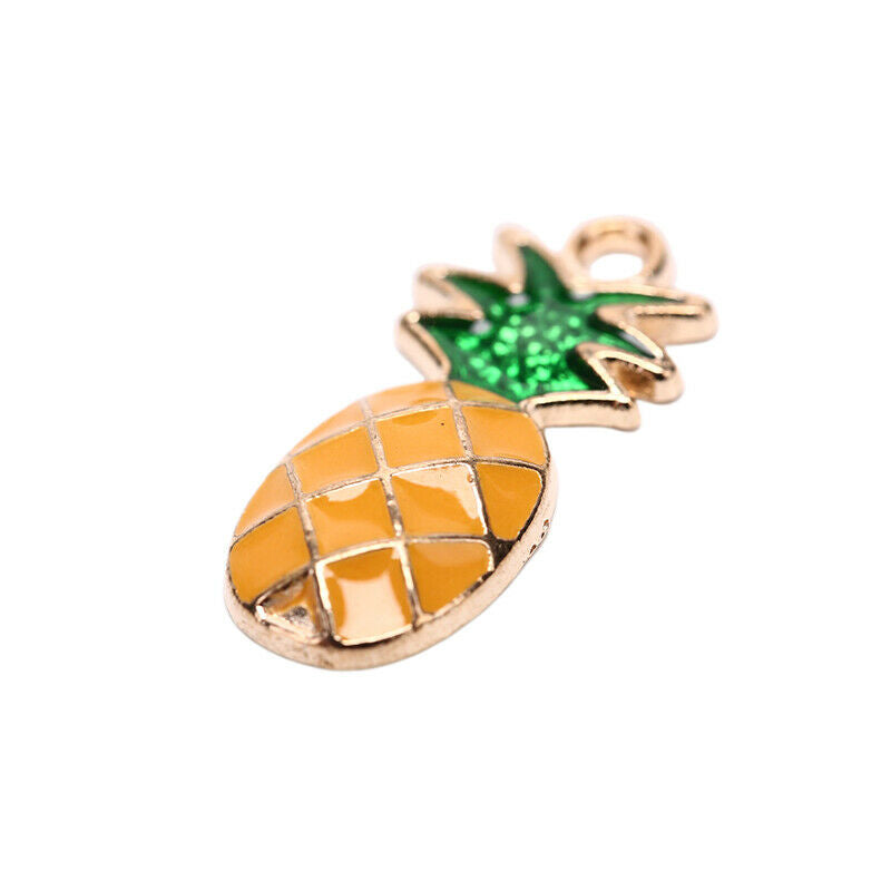 30PCS Enamel Pineapple Fruit Charms Pendant DIY Jewelry Making Necklace B.l8