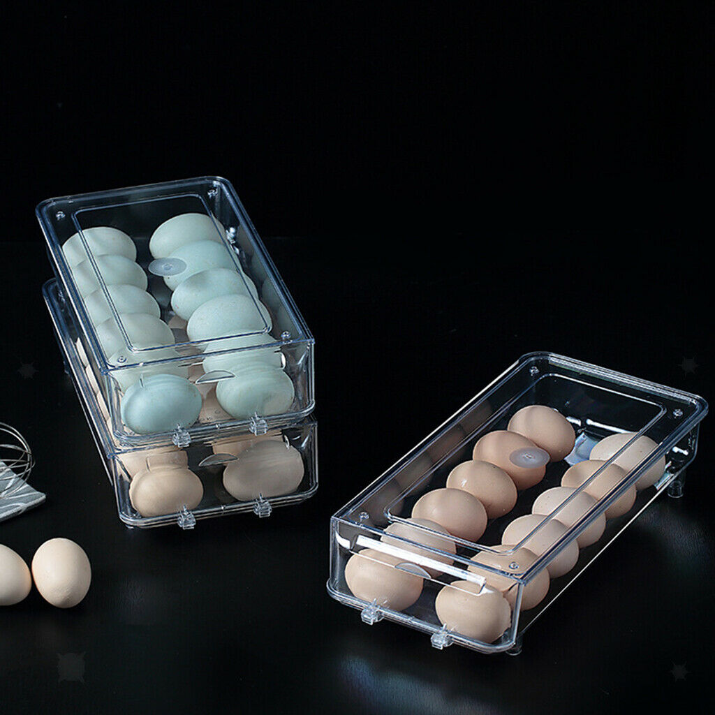 Stackable Egg Holder Auto Scrolling Down Eggs Tray Food Container Storage