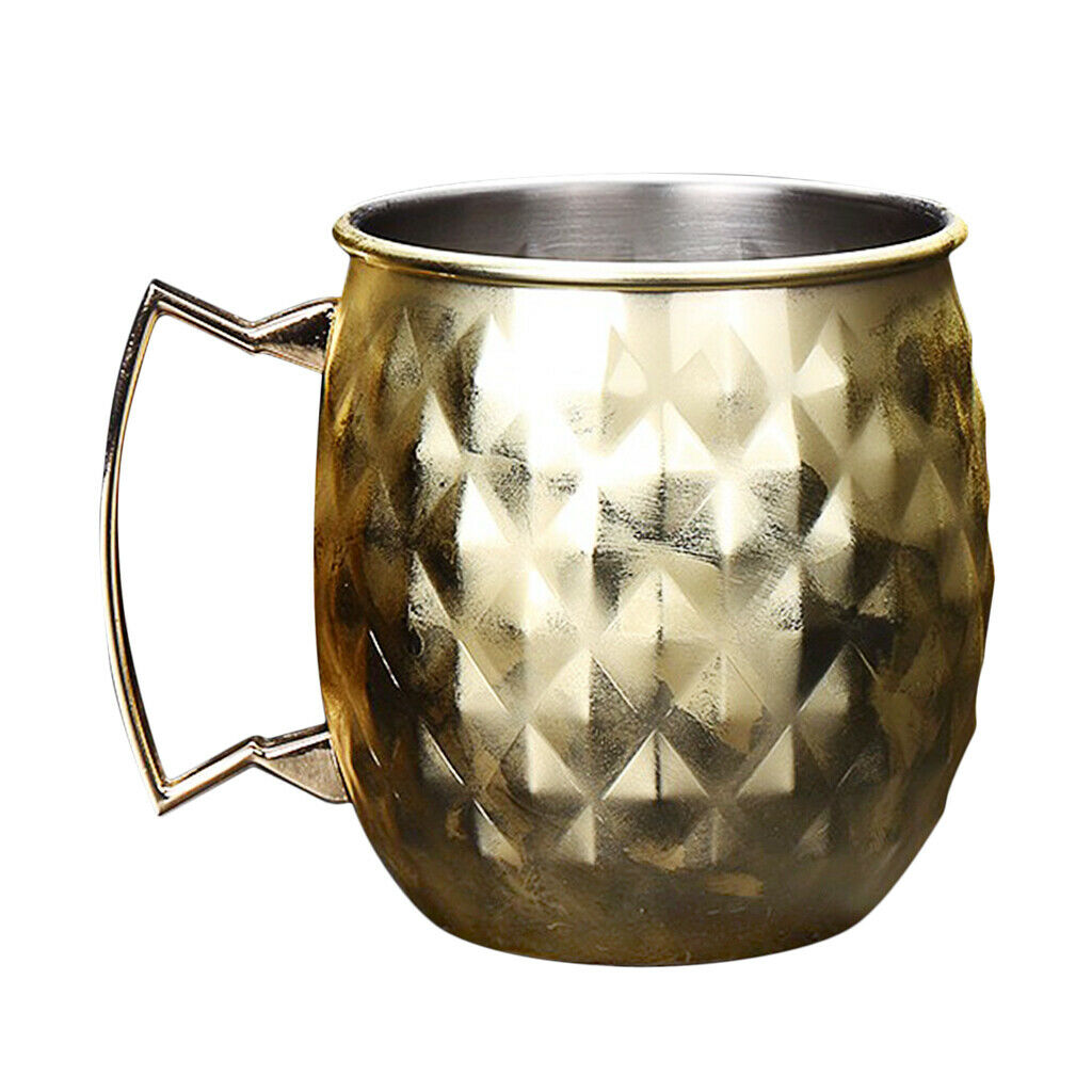 Set of 2, Moscow Cup Copper Stainless Steel Mug 550ML/18.6OZ Barware Golden