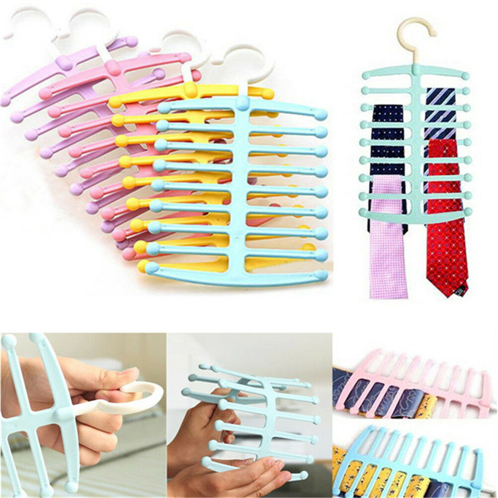 Fishbone Necktie Tie Belt Hanger Rack Shawl Scarf Clip Home Organizer Hol.l8