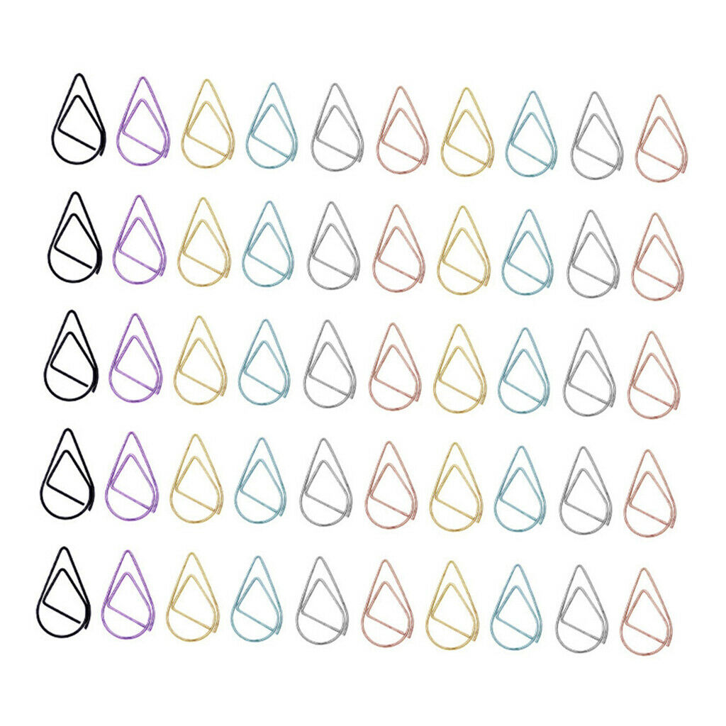 50x Paperclips Bookmark Water Drop Shape Birthday Gifts Child Stationery 34 X 20