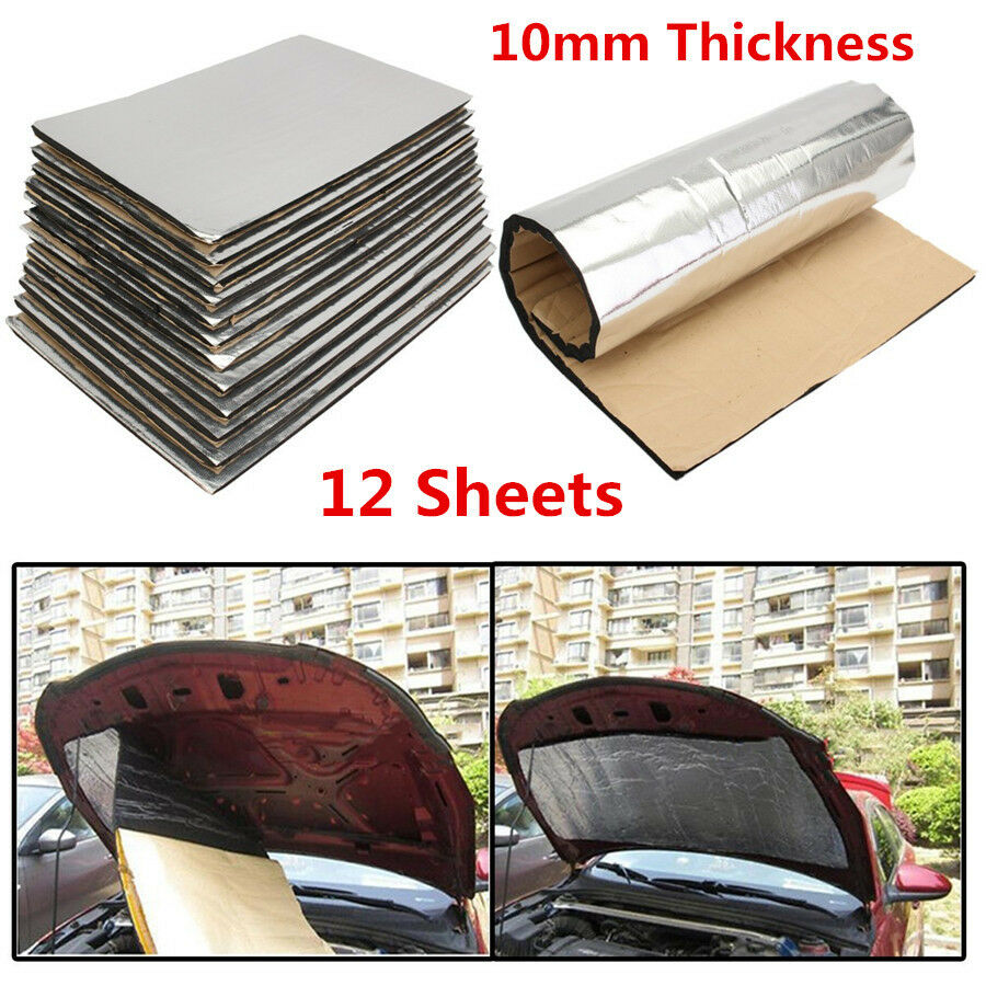 12Pcs 10mm Car Firewall Sound Deadener Heat Insulation Deadening Material Mat
