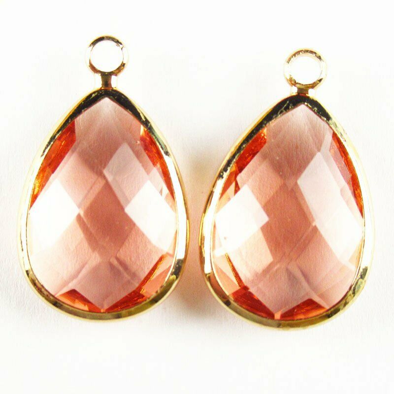 10pcs 21x13x5mm Wrapped Faceted Pink Titanium Crystal Teardrop Pendant A-33BB