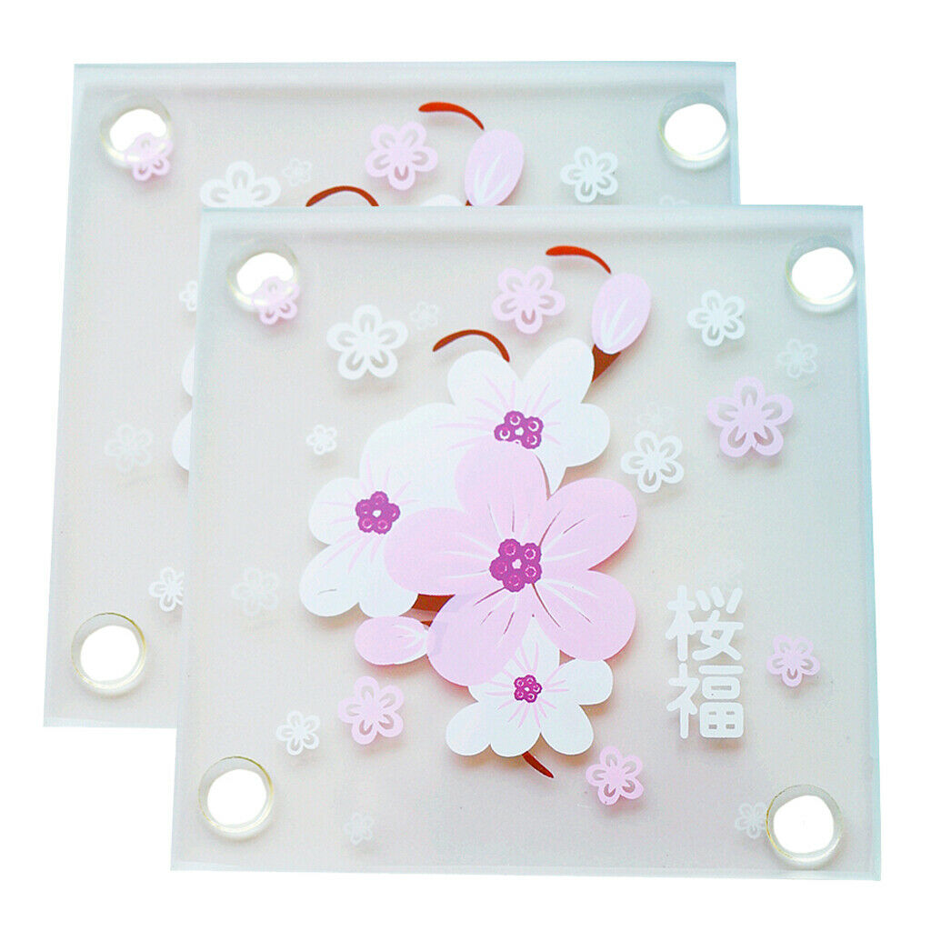 Japanese Cherry Blossoms Wedding Glass Coasters, Set of 2