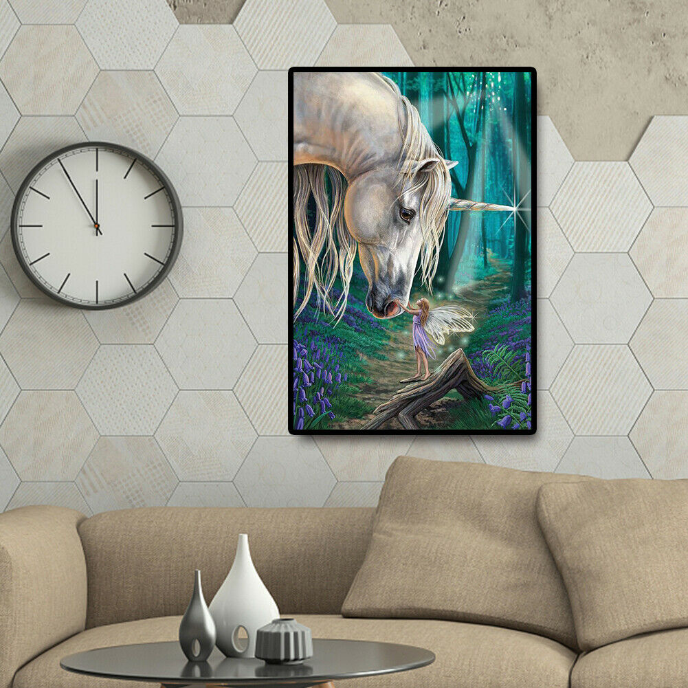 DIY Horse and Elf Cross Stitch 5D Full Round Drill Diamond Painting Crafts @