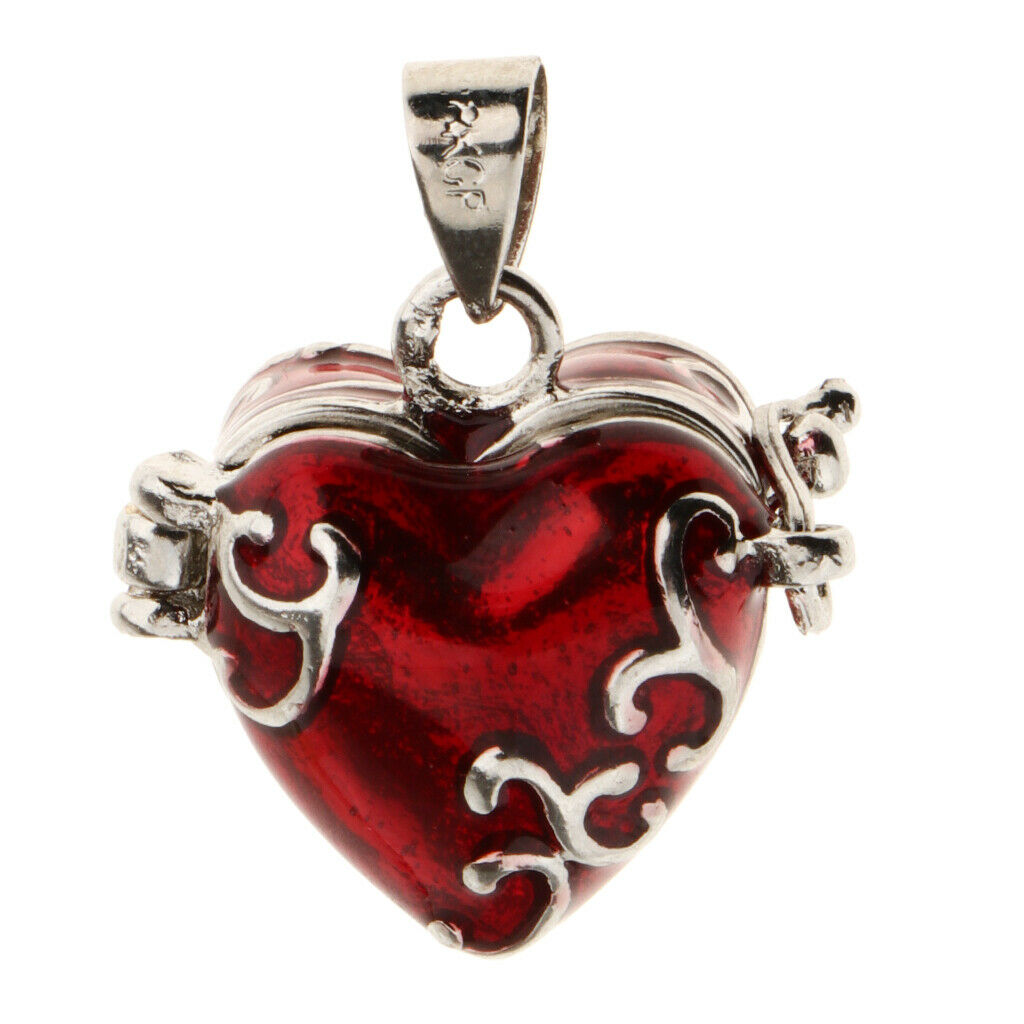 Openable Enamel Heart Pendant Cremation Keepsake Necklace Ball Beads Chain