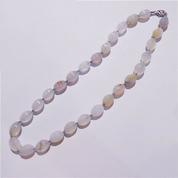 1 Strand 14x10mm Natural Chalcedony Agate Faceted Lantern Beads Necklace HH9196