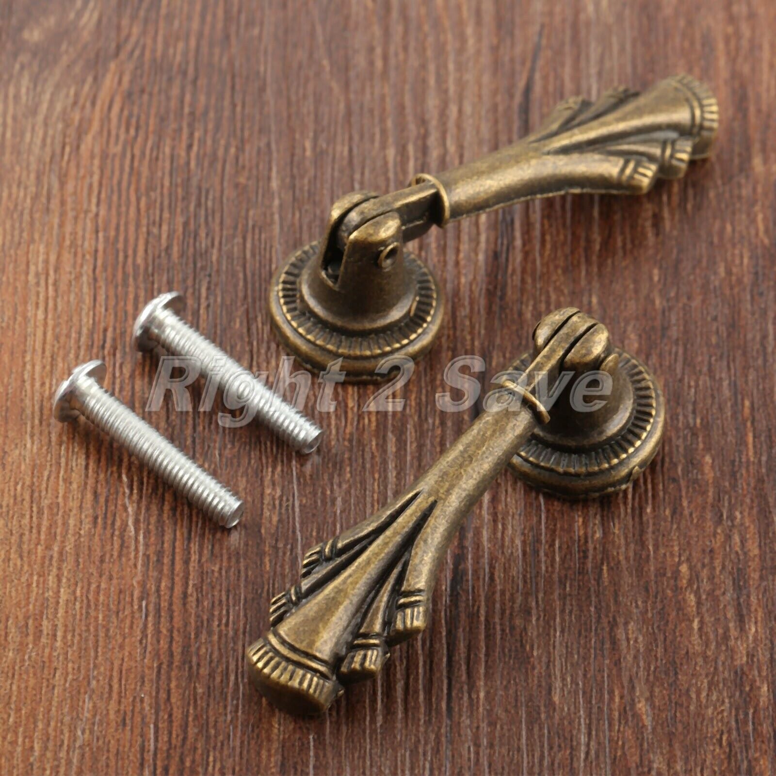 2pcs 19*60mm Retro Furniture Cabinet Knobs Cupboard Drawer Drop Door Pull Handle