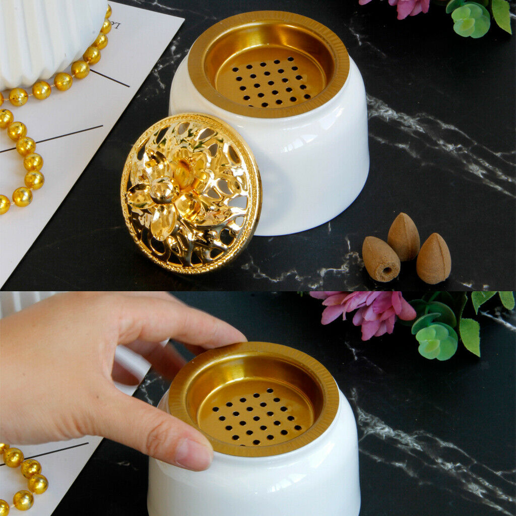 Ceramic Incense Burner(White) w/ Incense Cone(25pcs) Home Fragrance Decor