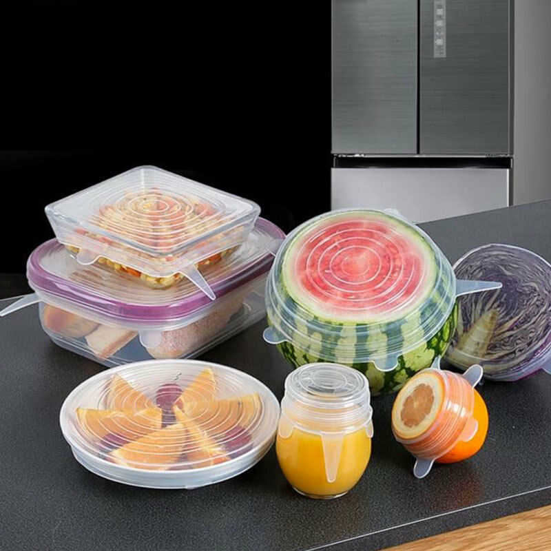 6 X Lid Universal Extensible Hermetic Silicone Square Oval Rectangle New
