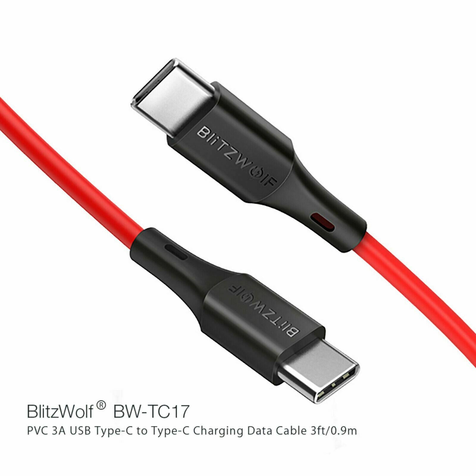 BlitzWolf 0.9m USB PD Type-C to Type-C Fast Charge Charger Data Sync Cable Cord