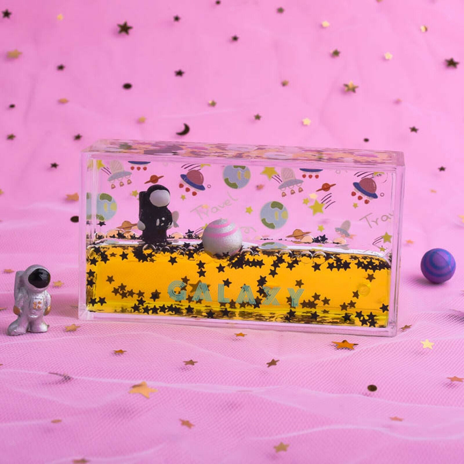 Spaceman Rectangle Liquid Desk Ornaments Dynamic Birthday Gifts Black