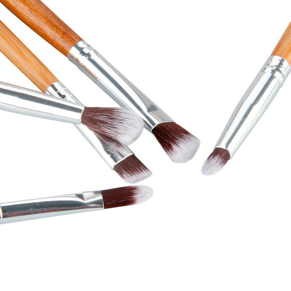 5pc Bamboo Handle Eye Makeup Brushes Foundation Eyeshadow Blending Brush Set
