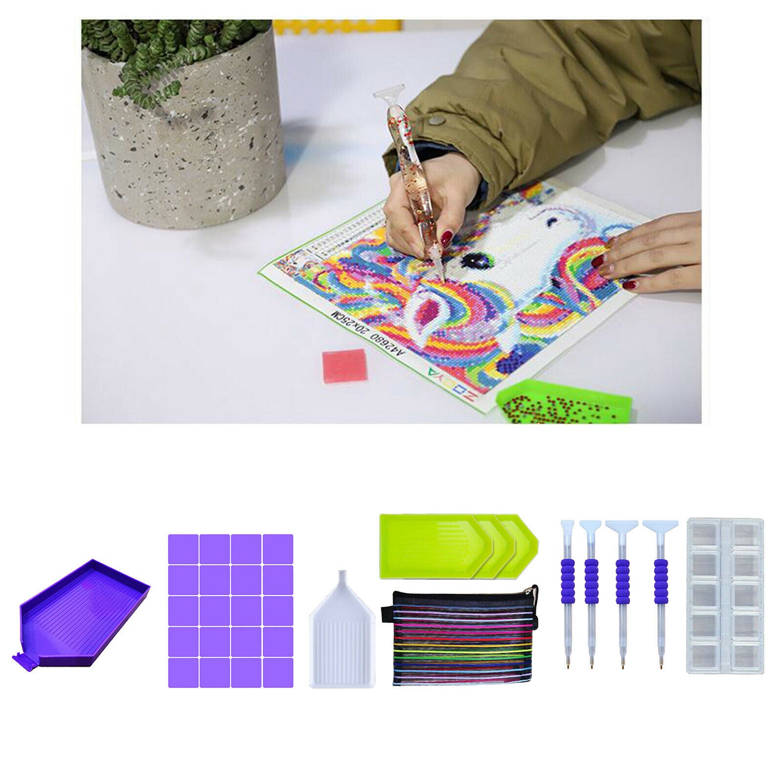 35Pieces Diamond Painting Tools Kit Painting Drill Pens Sticky Clay Tool
