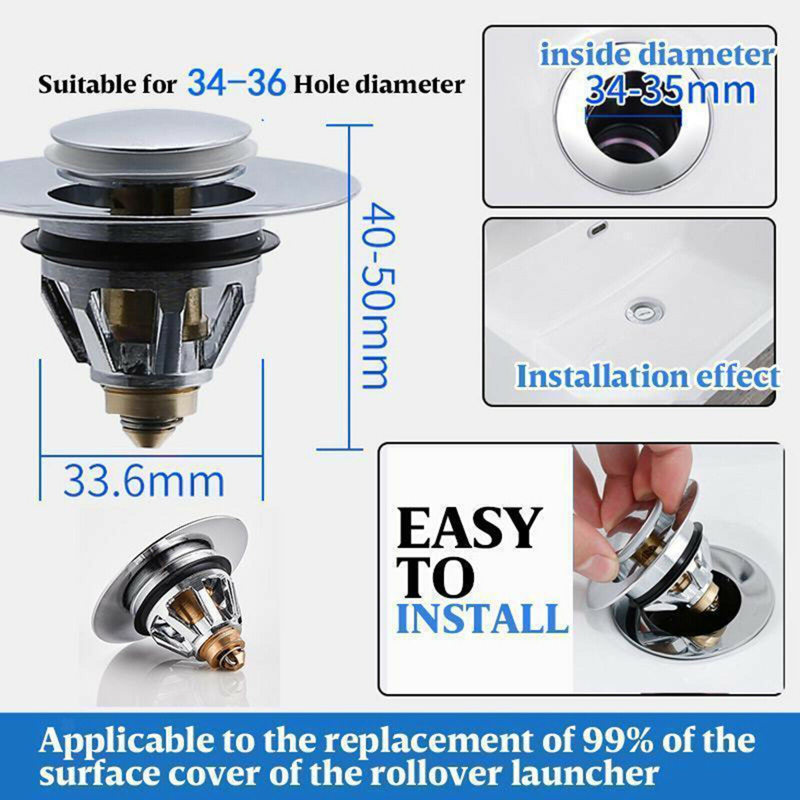 Core Push Type Sink Drain Plug Basin  -up Drain Filter With Basket