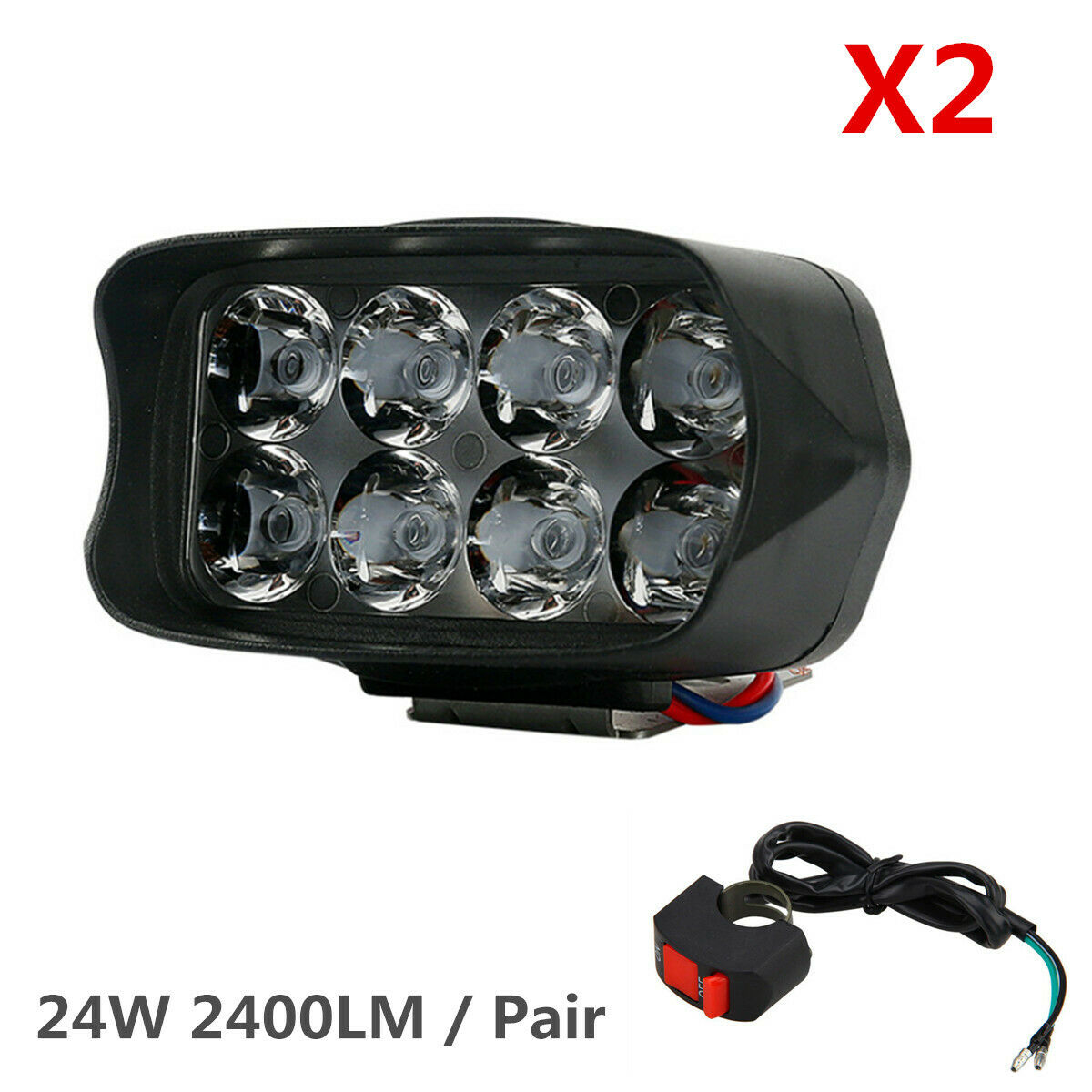 1 Pair 12W 1200LM LED Work Light Bar Spotlight Fog DRL Driving Lamp Car Offroad