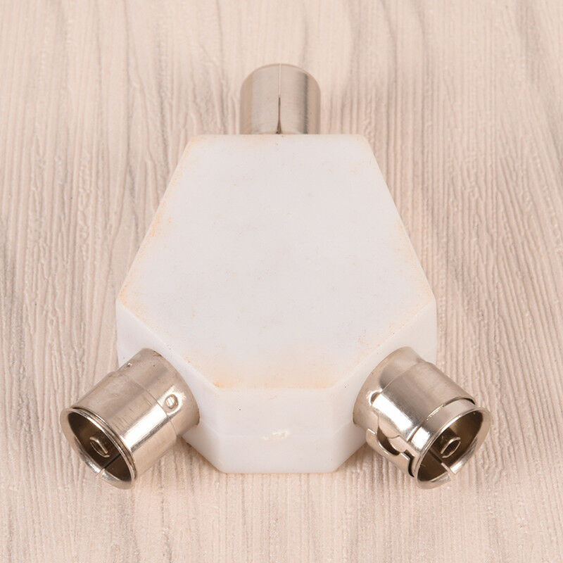 2 WAY TV AERIAL ADAPTER COAX/COAXIAL SPLITTER/Y ADAPTOR ARIEL DUAL CONVERT.l8
