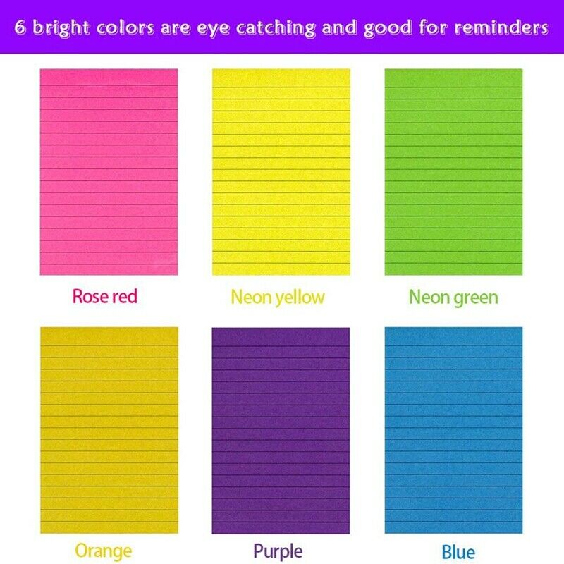 Sticky es,6 Pack 300 Sheets Lined Sticky es Set, Sticky es Pad Page Markers X5V3