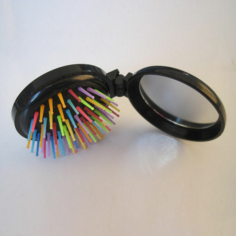 Mini Round Folding Comb With Mirror New Girls Travel Hair brush  EO.l8
