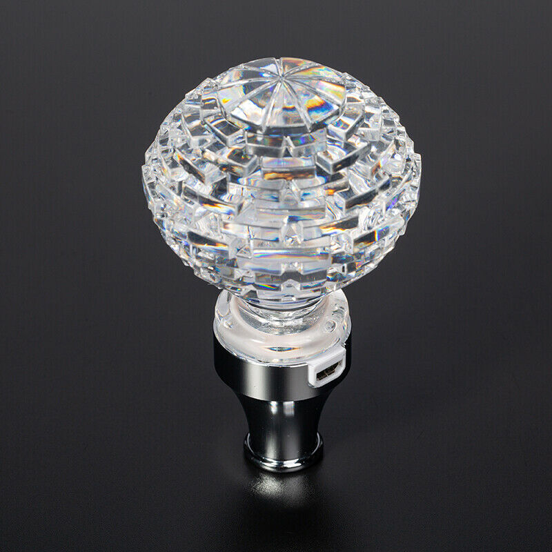 1x Transparent Manual Car Gear Shift Knob LED Light USB Charging Universal Fit