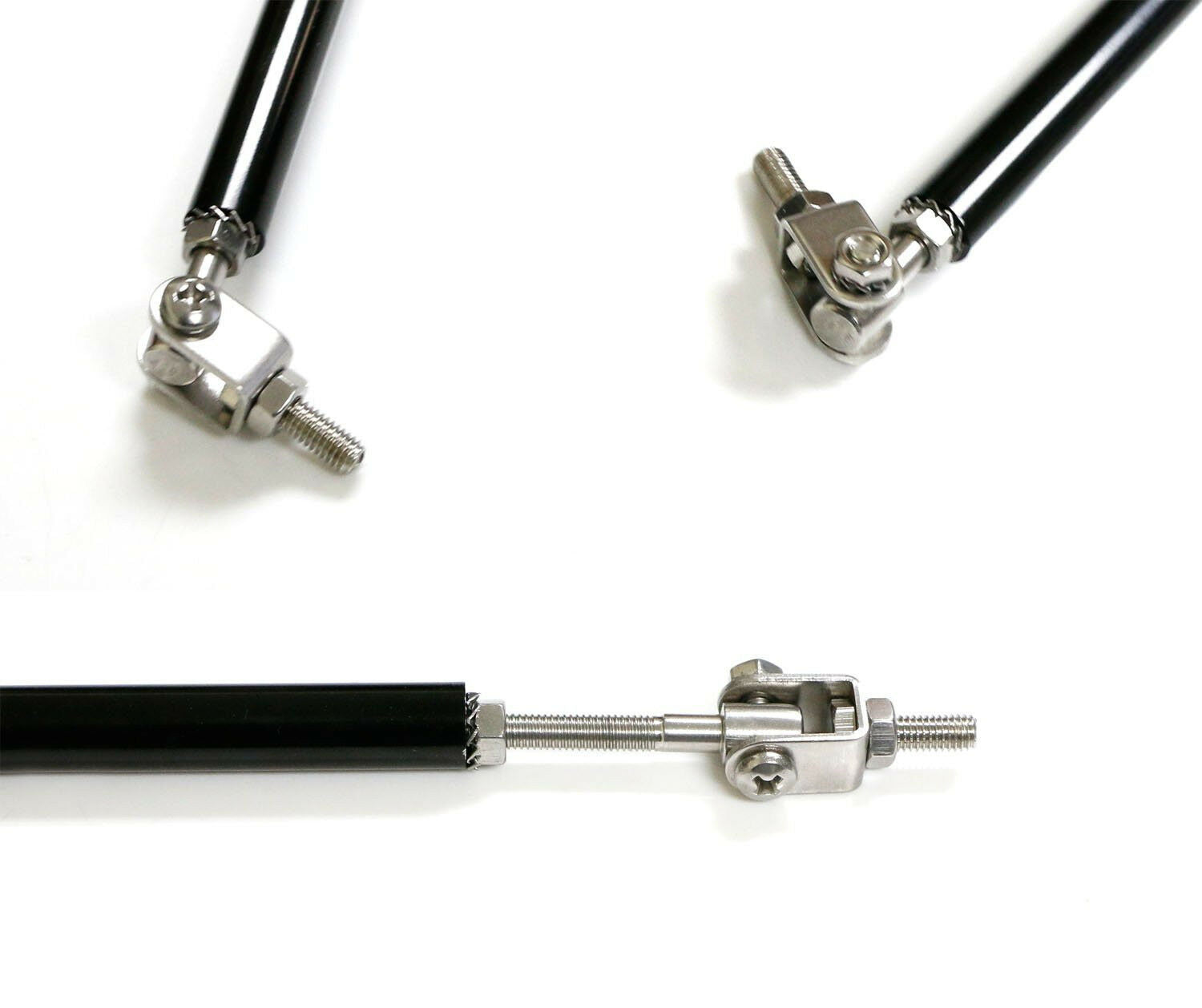 2xAdjustable Front Bumper Lip Splitter Strut Rod Tie Stainless Steel Support Bar