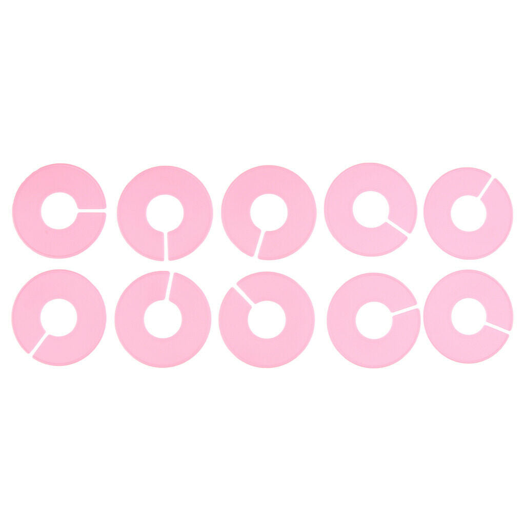 2X 10Pack Clothing Rack Size Dividers Round Hangers Dividers White for Pink