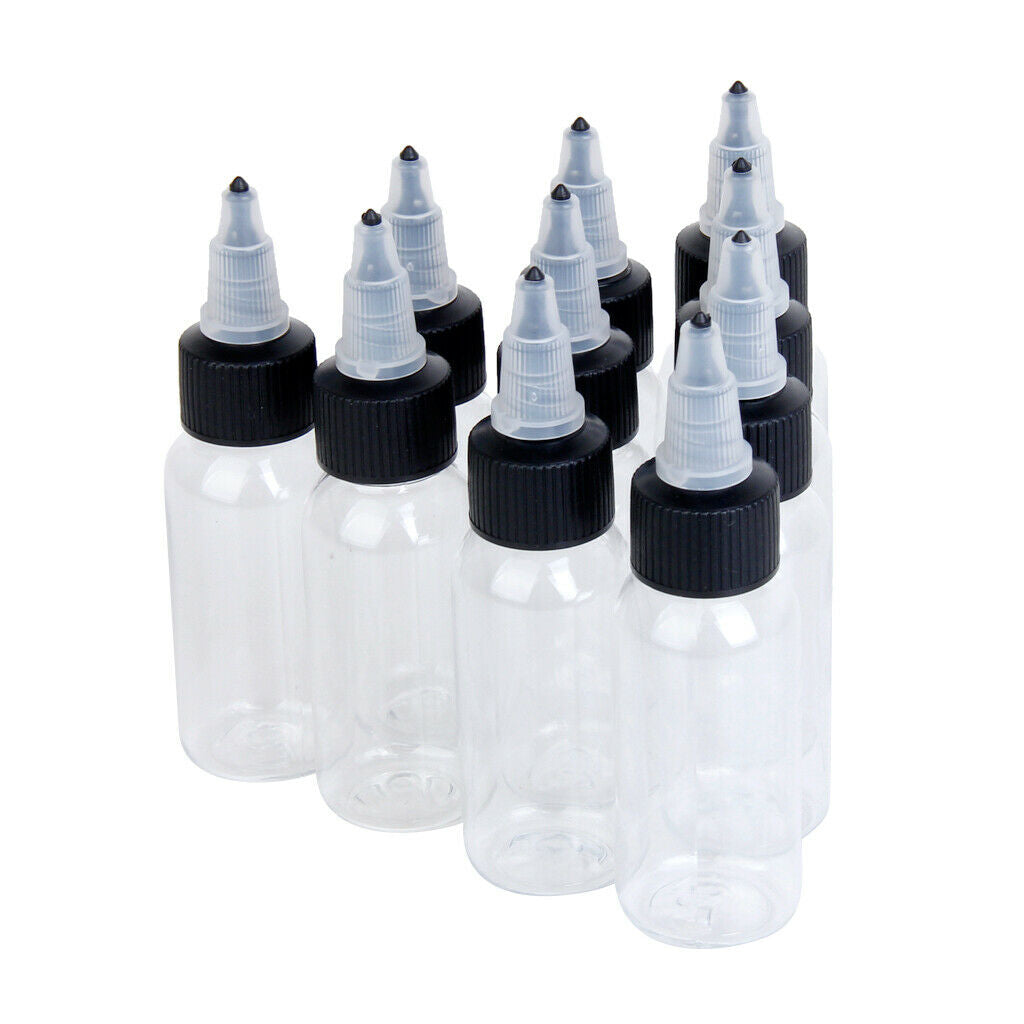 10 Empty Clear Ink Pigment Bottles Tubes for Lotion Paint Conditioner 30ml