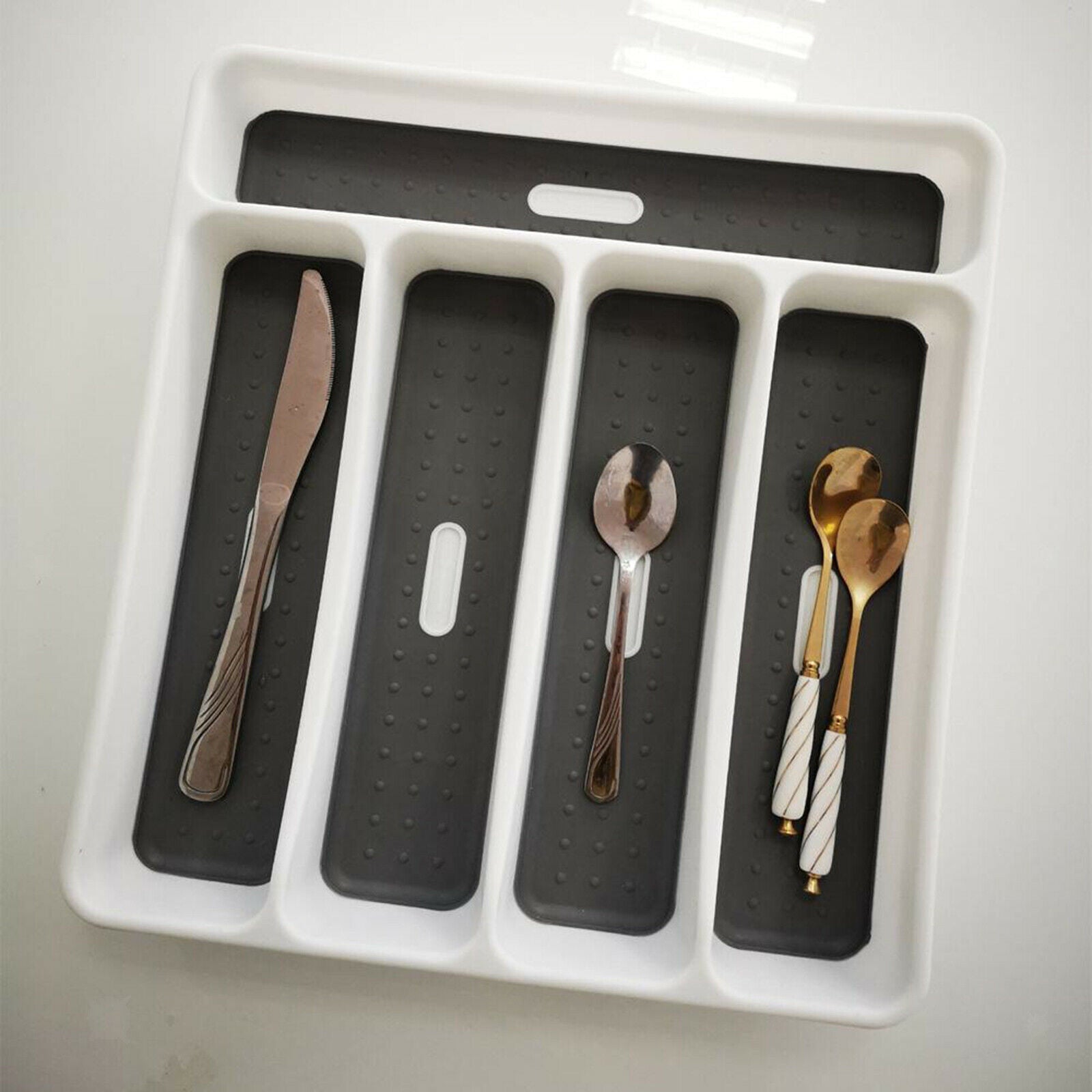 Pastic Cutlery Tray Cultery Holder Rack 5 Grids Kitchen Drawer Organizer