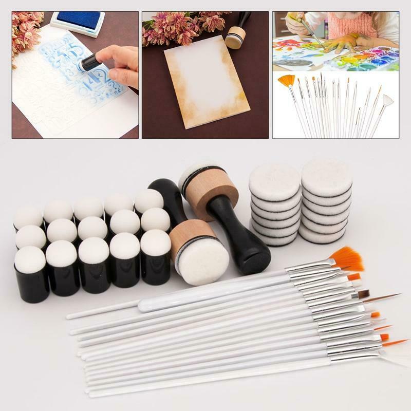 Mini Ink Paints Mixing Blending Tools Round Replacement Foams Brush for Paper