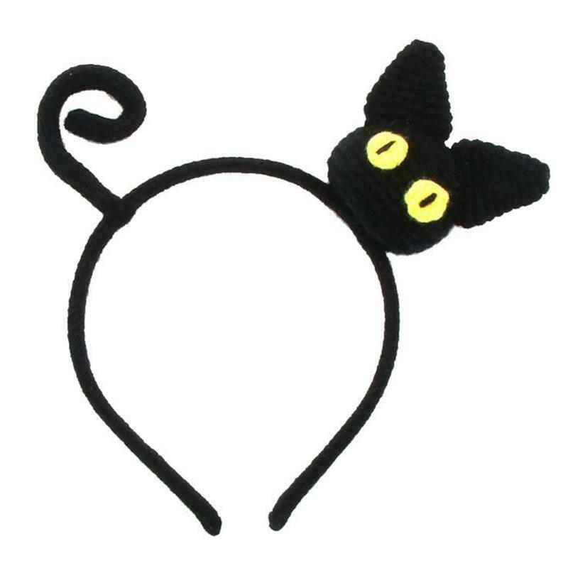 Handmade Knitted Cat Headbands Cartoon Animal Headwear Birthday Hair Prop