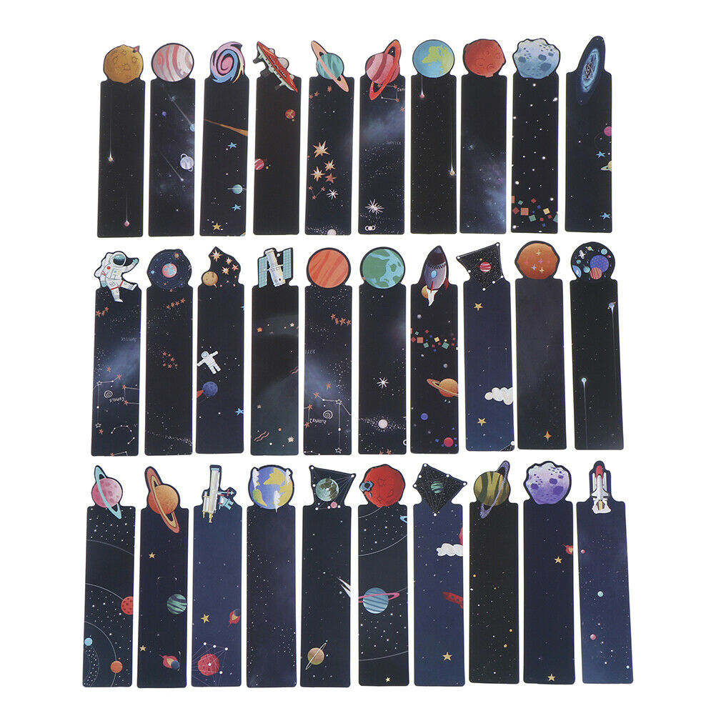 30Pcs/Set Planet Bookmark Message Card Creative Galaxy Paper Bookmark JfJ.l8