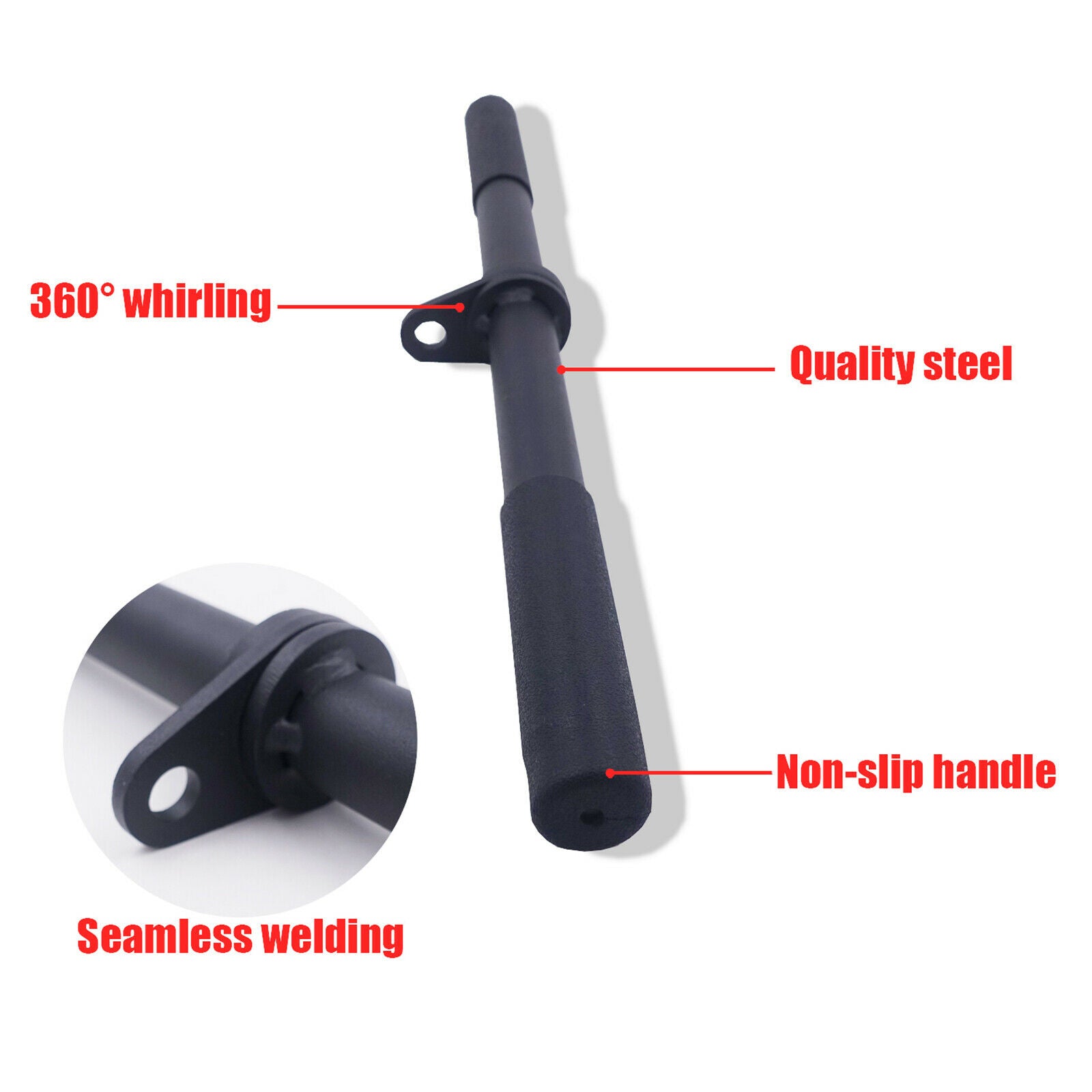 Tricep Press Down Pull Bar DIY Straight Bar Fitness Pull Rod with Rubber Handle,