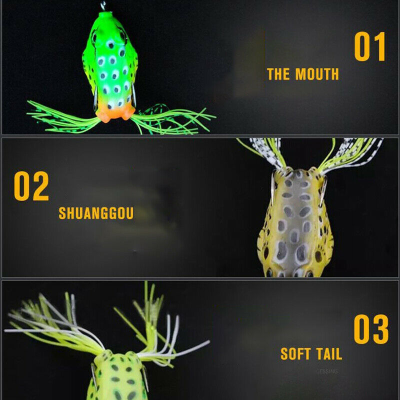 2Pcs/lot Soft Toad Frogs Bass Fishing Lure Hollow Body Top Water Fishing .l8
