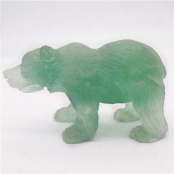 76x48x32mm Natural Green Fluorite Carved Bear Decoration Statue Decor HH7920