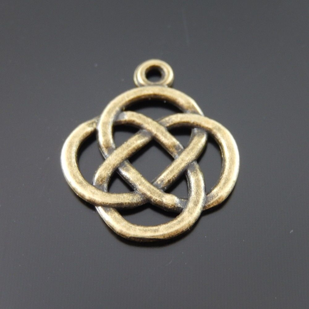50pcs Antiqued Bronze Alloy Chinese Knot Shaped Pendant Jewelry Accessory Crafts