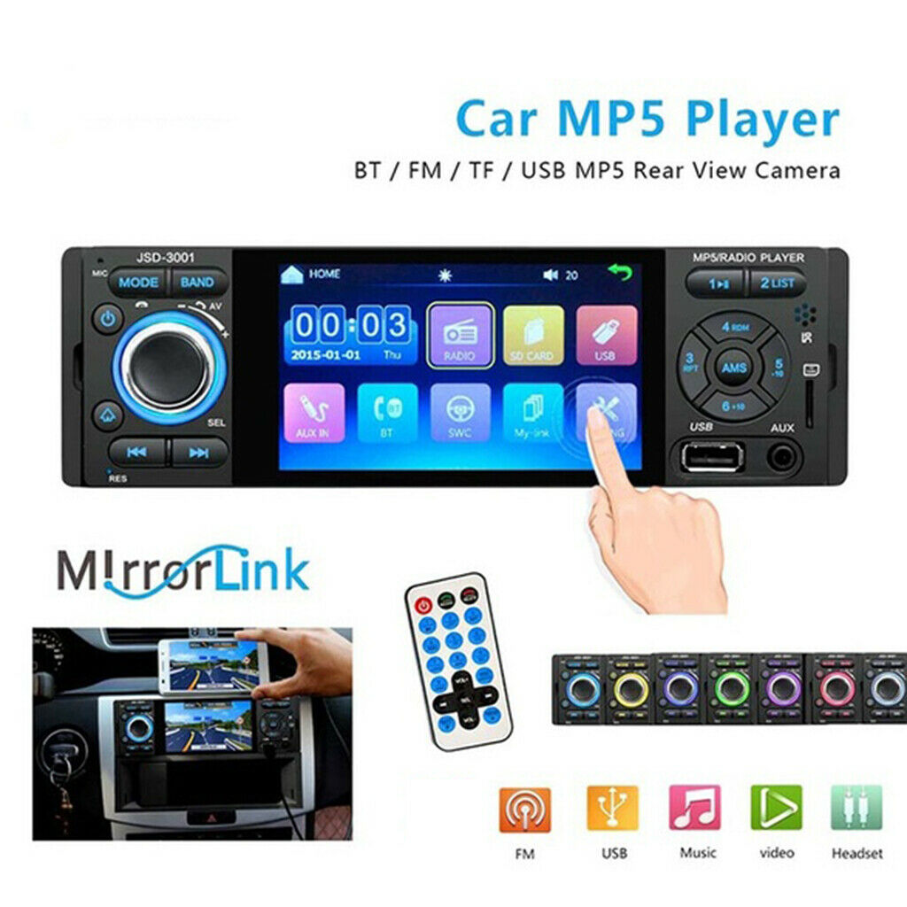 4LEDs Car MP5 Player  Camera+Single 1 Din Car Stereo Radio HD DVD Player AUX FM