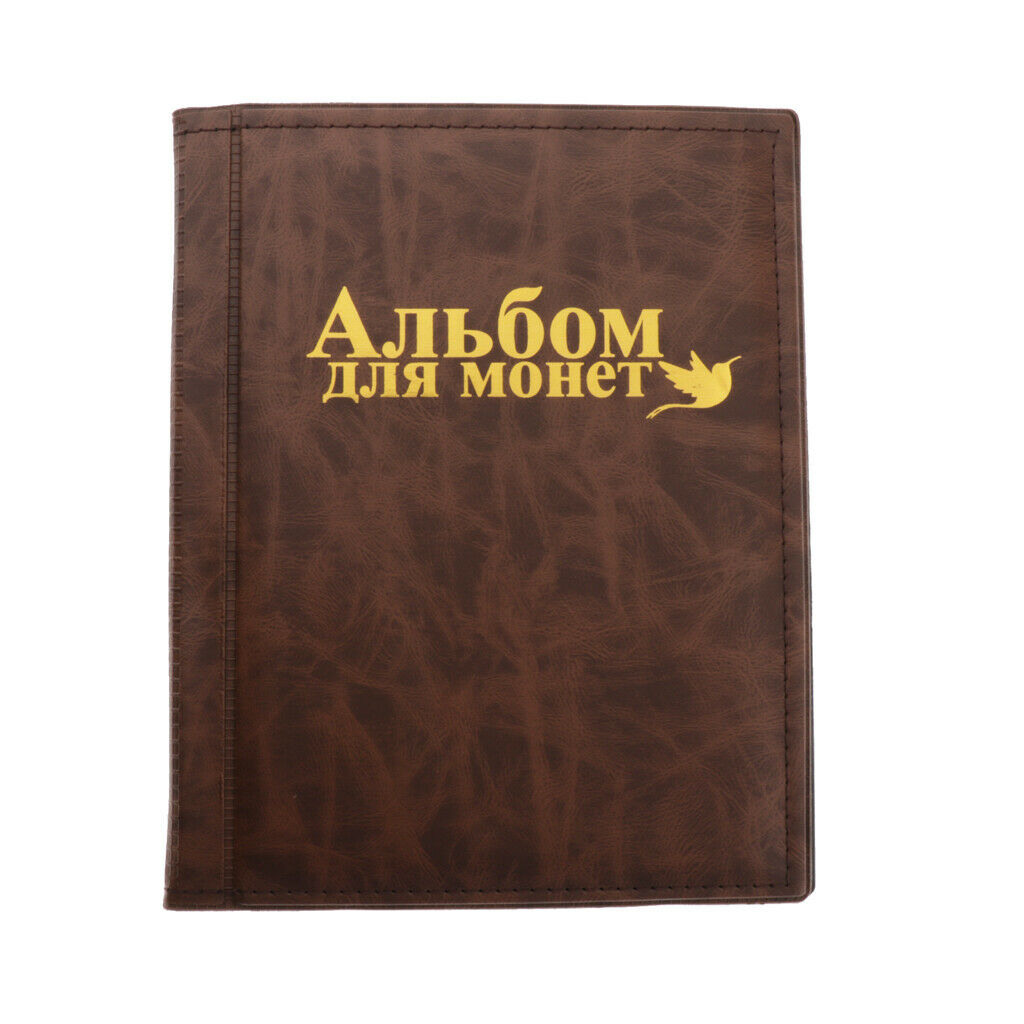 250Holders for Pocket Storage Coins Book Collection Holder PU leather Brown