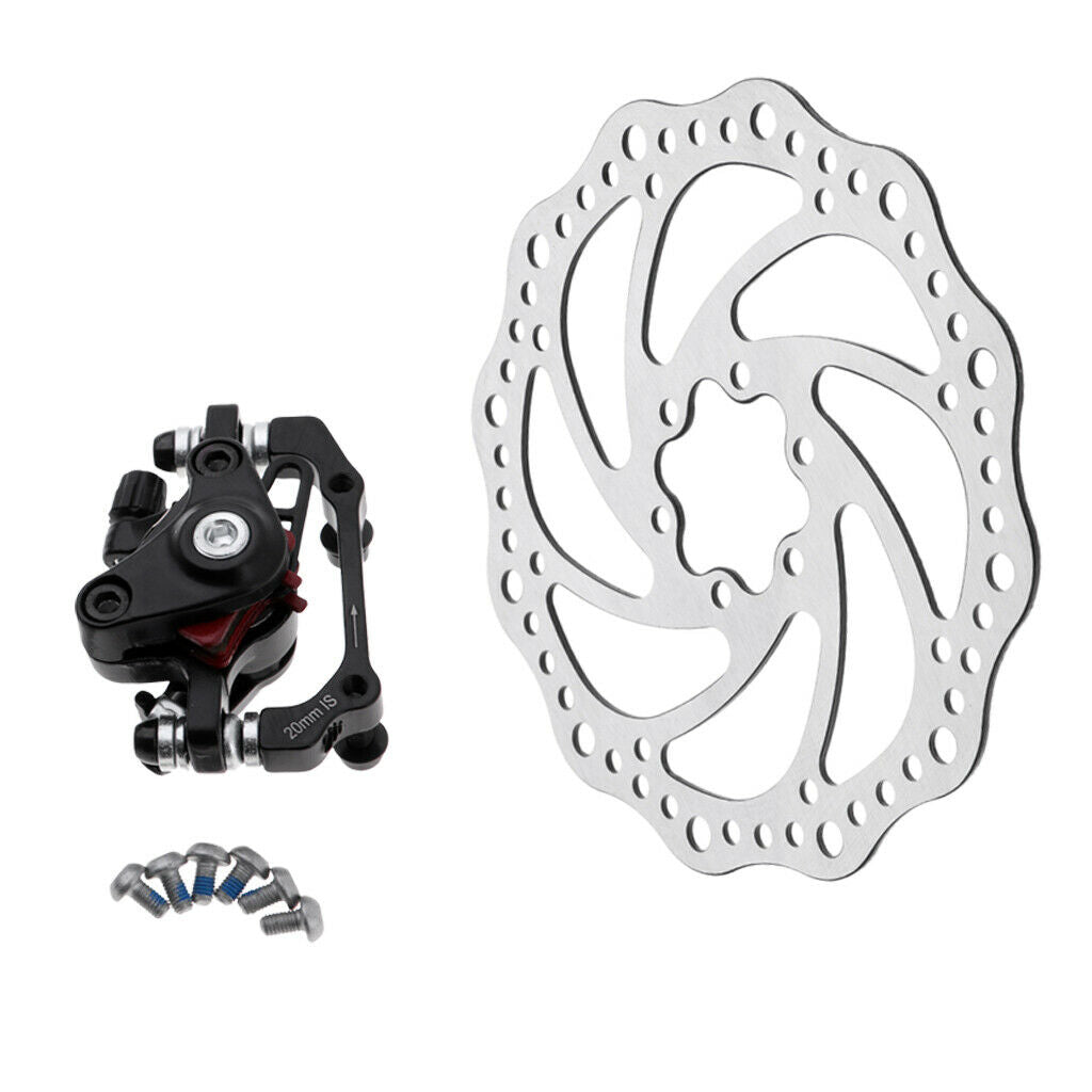 Bike Disc Brake Rotor Mechanical Caliper 160mm Cable Set Rear Caliper Rotor