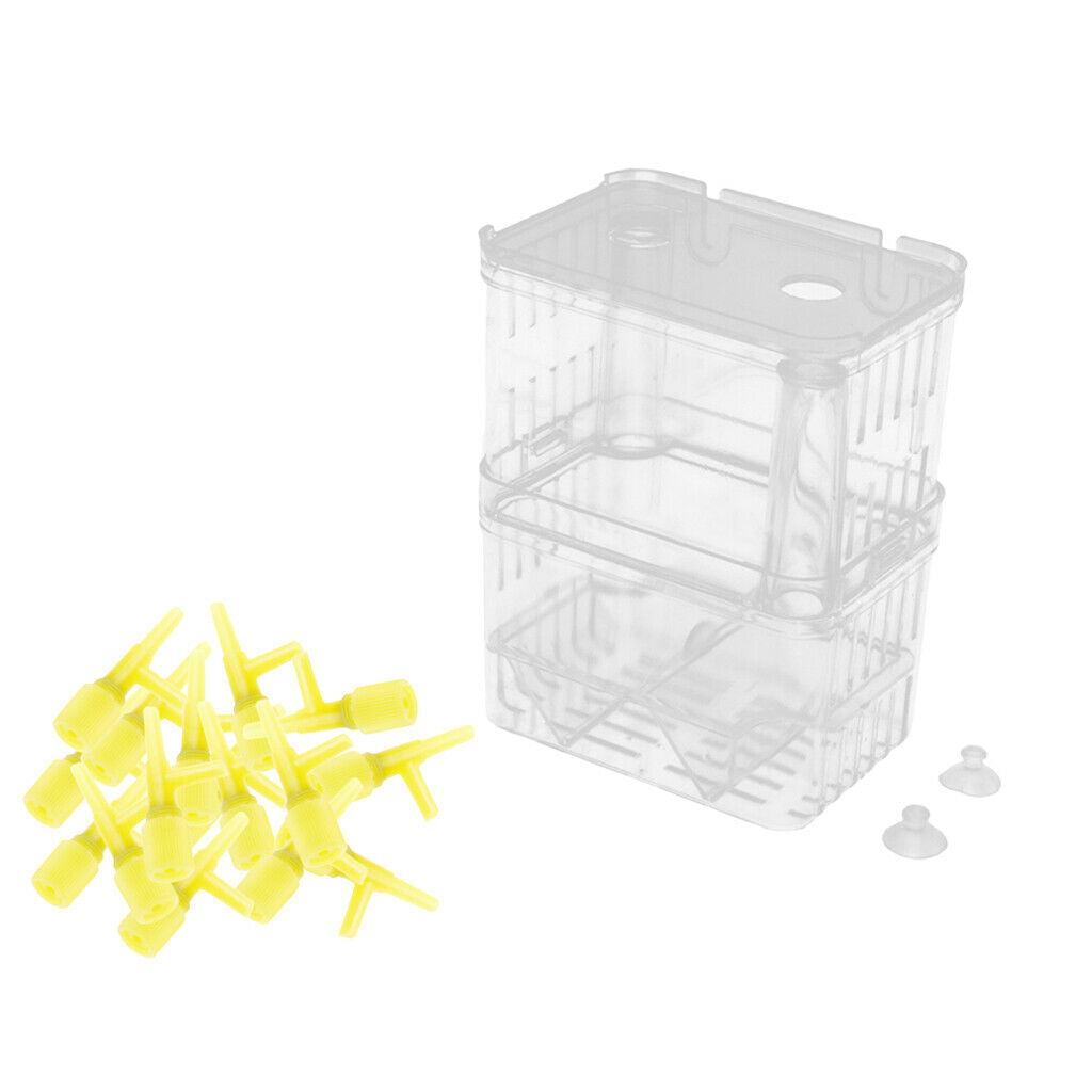 100Pcs Valves and A Clear Fish Hatchery Box Floating Aquarium Incubator with 2