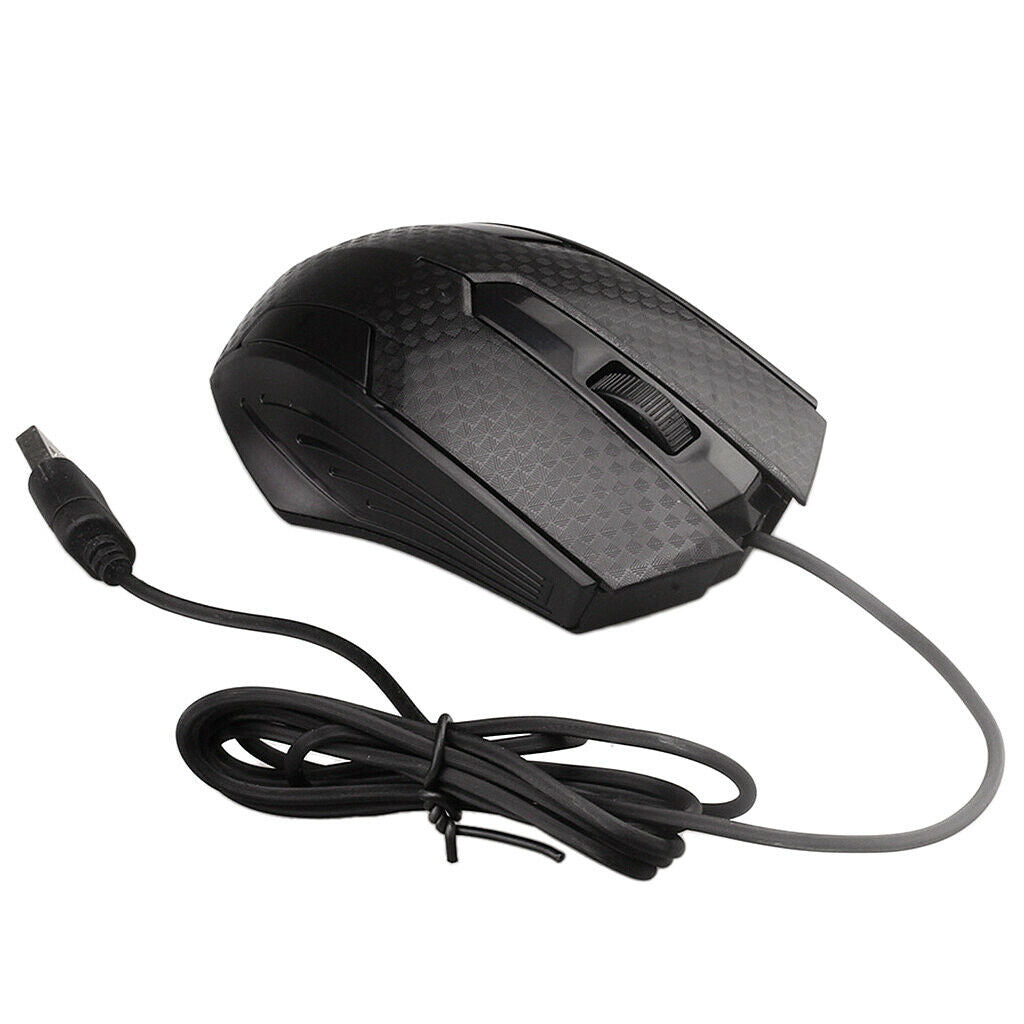 1000dpi USB Wired Optical Mouse 3-Button Gaming Mic for Computer Black