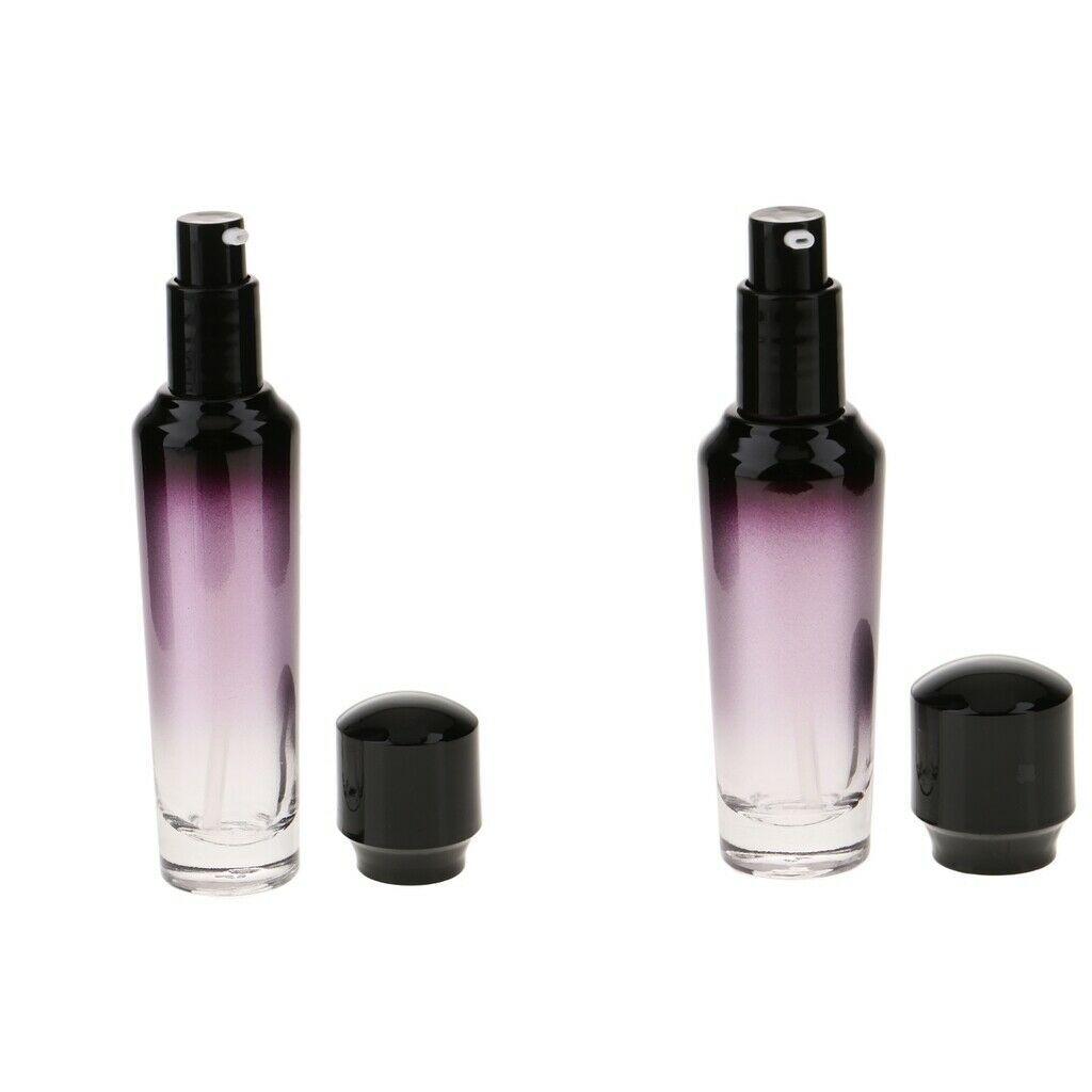 2x Travel Empty Glass Pump Spray Bottle Makeup Lotion Gel Container 35/55ml
