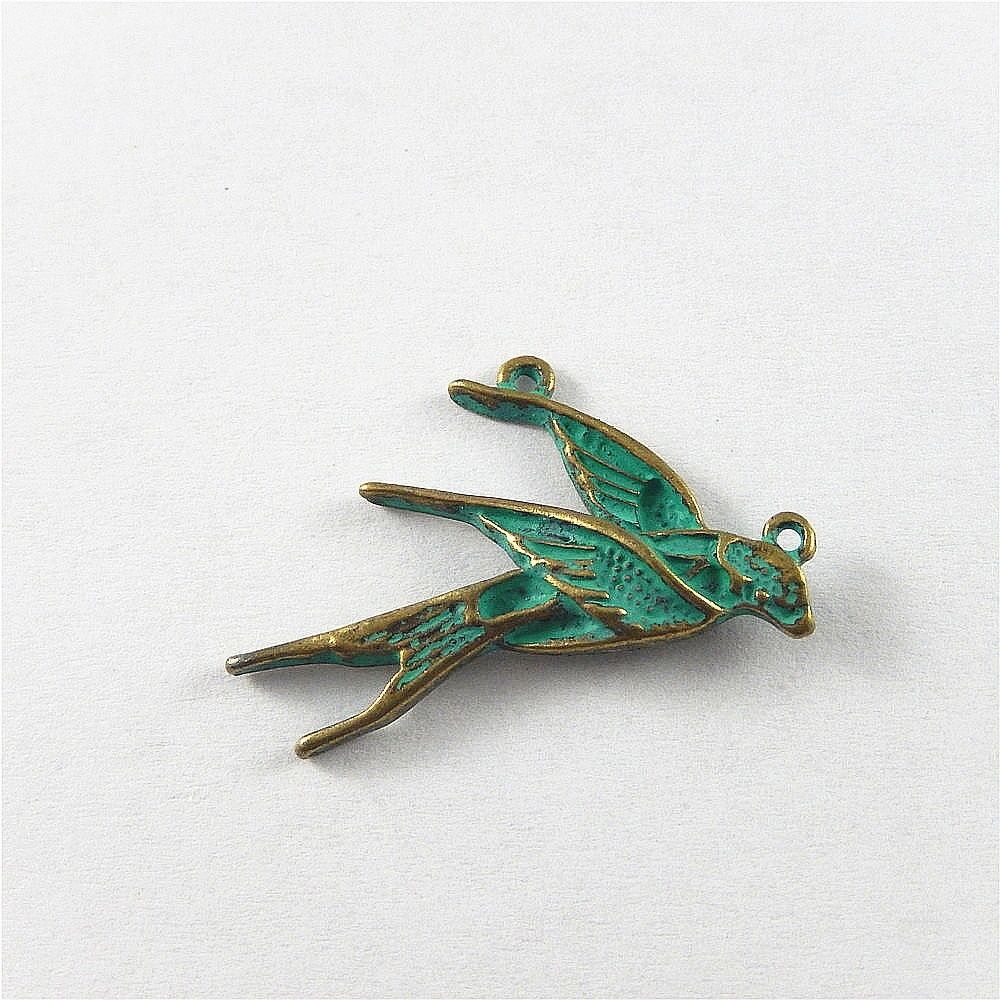 40 pcs Retro Swallow Patina Charm Bird Pendant DIY Making Craft Alloy 30*18*4mm