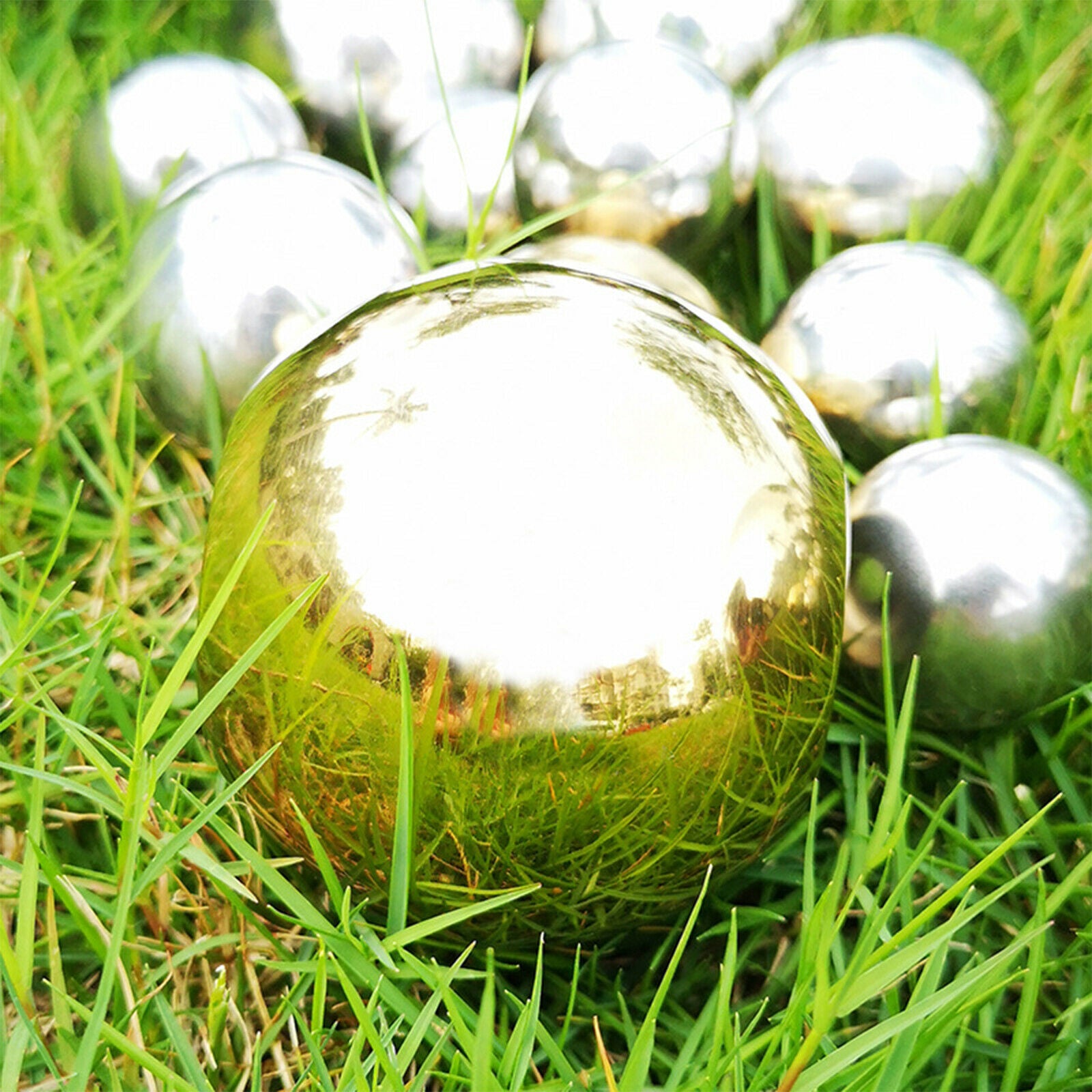 1Set Stainless Steel Mirror Polished Sphere Hollow Round Ball Garden Ornament