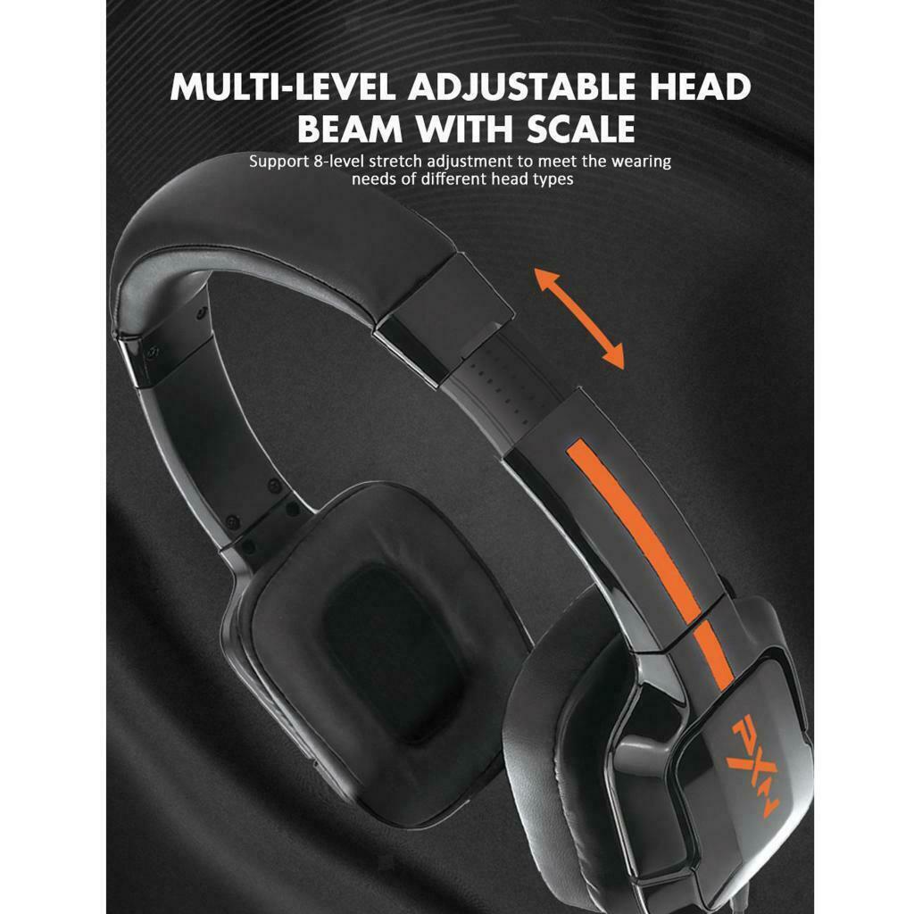 Gaming Headset with Noise Reduction Detachable Mic Adjustable for PC White