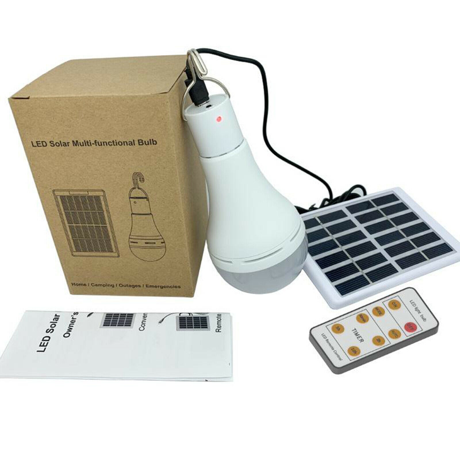 Solar LED Bulb Light Portable Outdoor Garden Camping Tent Solar Energy Lamp 9W
