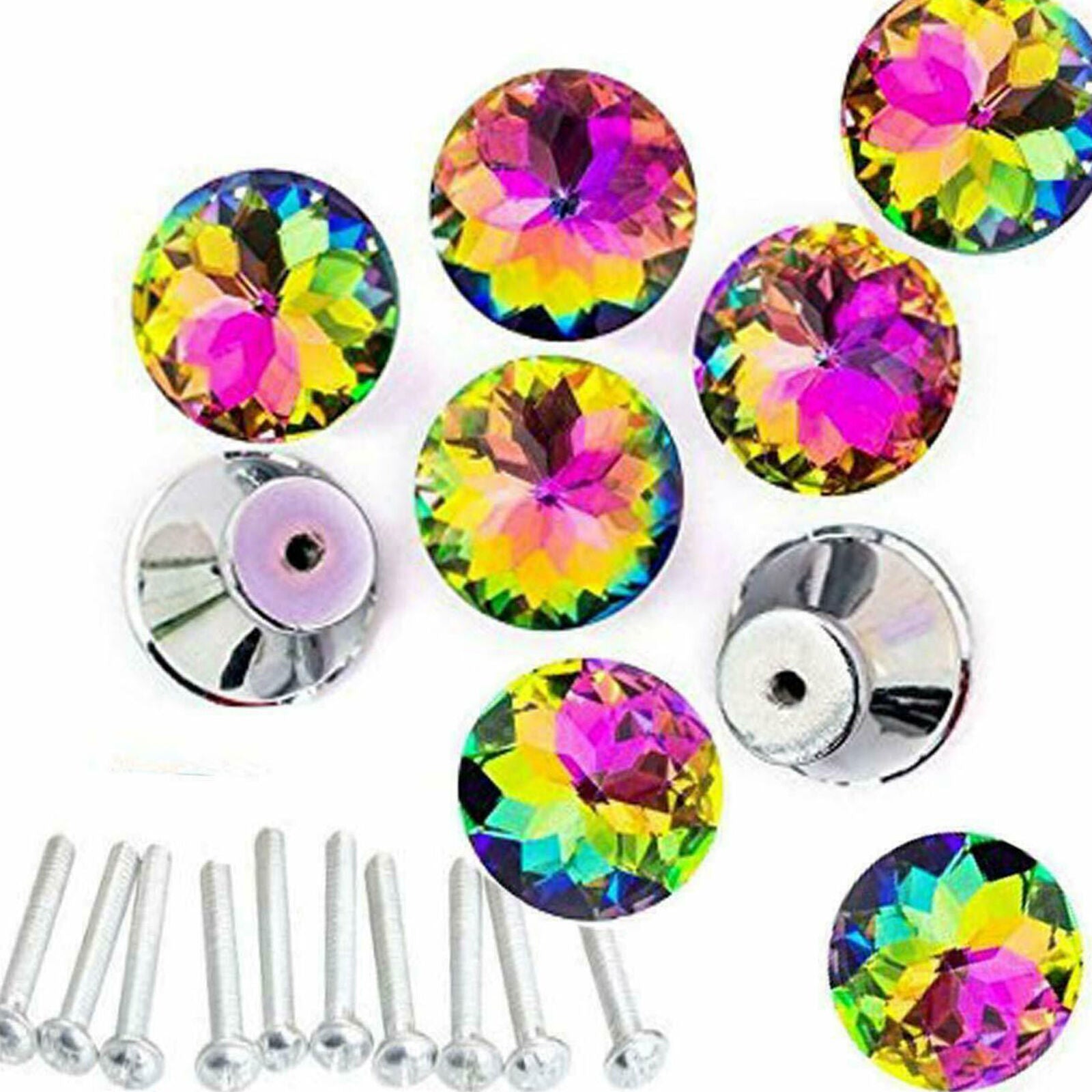 5X Crystal Glass Door Knobs Drawer Cabinet Furniture Cabinet Handle Knob Decor