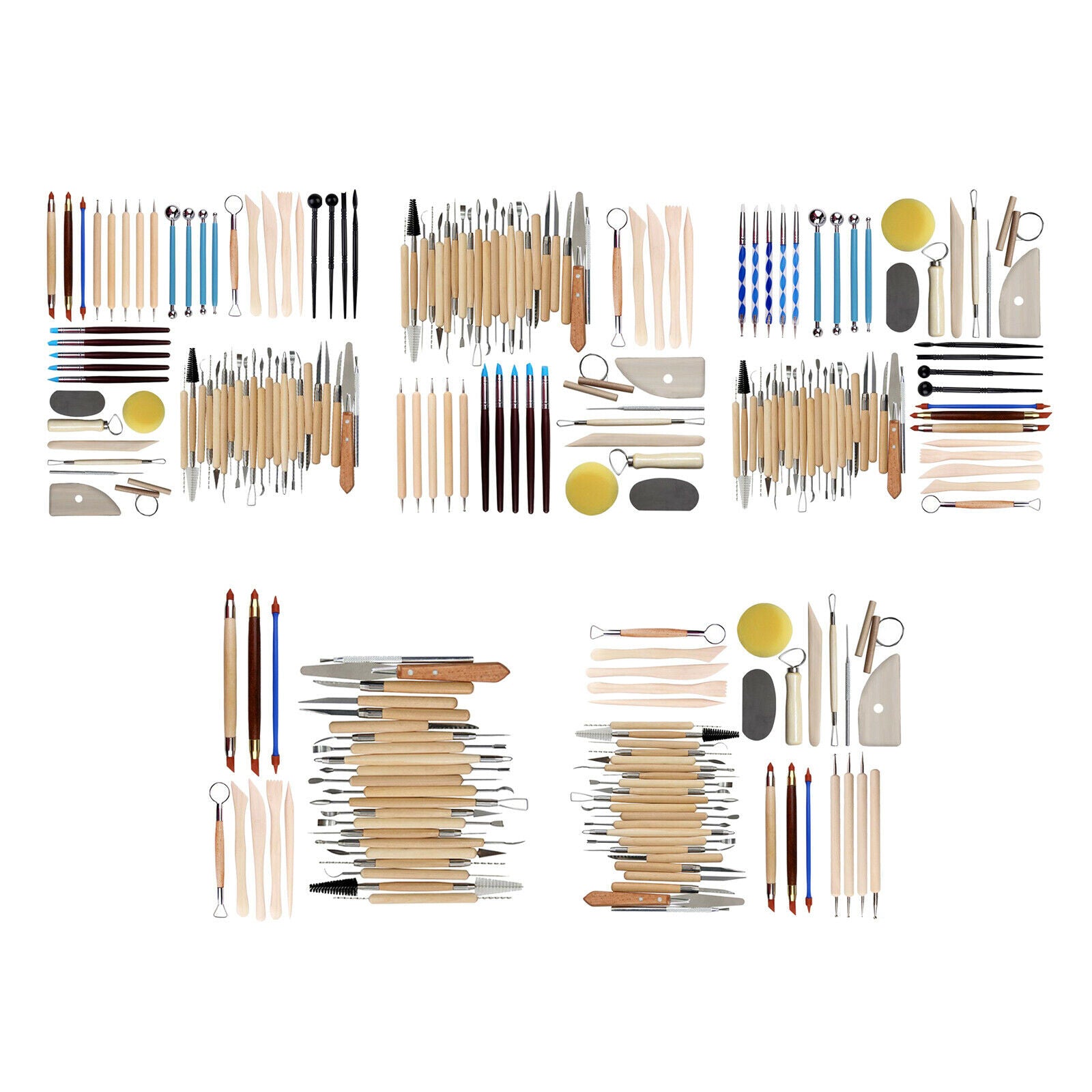 Pottery Modeling Set Wooden Handle Sculpture Carving Ceramic 56 Pieces