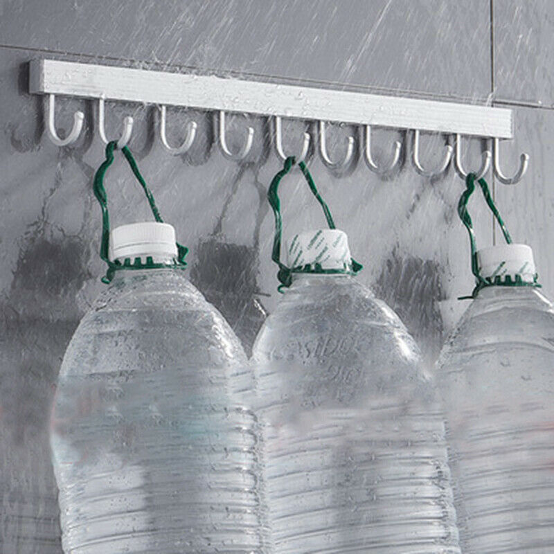 Wall Shelf with Hook Spice Rack Rail Bar Wall Mounted Storage Hanger OrganizFCA